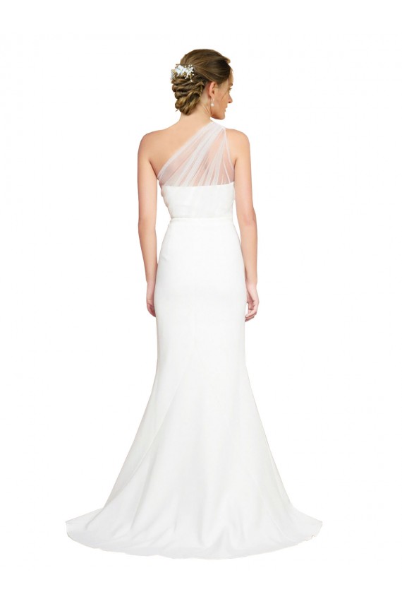 Soft Tulle Shoulder Overlay Mermaid One Shoulder Formal Crepe Bridesmaid Dress Brisbane