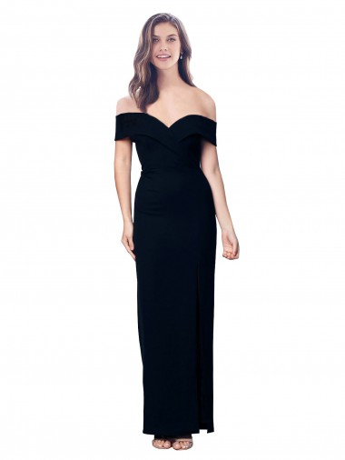 Off the Shoulder Long Full Length Formal Crepe Bridesmaid Dress / Prom Dress with Side Split Brisbane