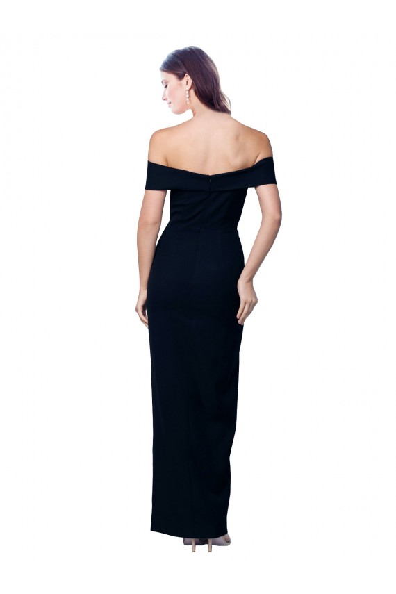 Off the Shoulder Long Full Length Formal Crepe Bridesmaid Dress / Prom Dress with Side Split Brisbane