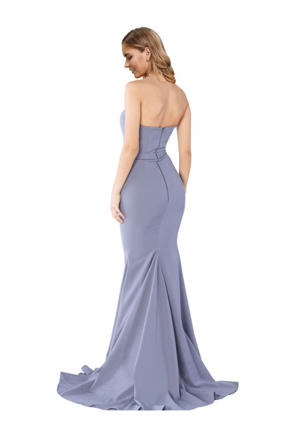 Long Strapless Sweetheart Sweep Train Formal Crepe Bridesmaid Dress / Prom Dress with Low Back Brisbane