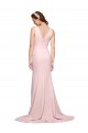 Deep V-Neckline and Back Long Sweep Train Crepe Bridesmaid Dress / Prom Dress with Shoulder Straps Brisbane