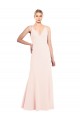 Slim A-Line V-Neck Long Stretch Formal Crepe Bridesmaid Dress / Prom Dress with V-Back Brisbane