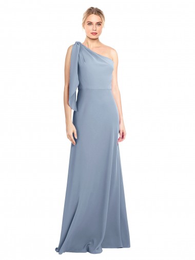 Draped Flutter Sleeves One Shoulder Stretch Formal Crepe Bridesmaid Dress / Prom Dress Brisbane