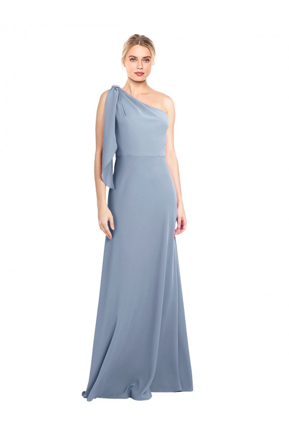 Draped Flutter Sleeves One Shoulder Stretch Formal Crepe Bridesmaid Dress / Prom Dress Brisbane