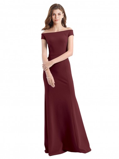 Off the Shoulder Fit and Flare Stretch Crepe Bridesmaid Dress / Prom Dress Brisbane