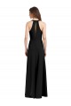 Sleek Halter V-Neck Long A-Line Stretch Formal Crepe Bridesmaid Dress / Prom Dress with Front Slit Brisbane