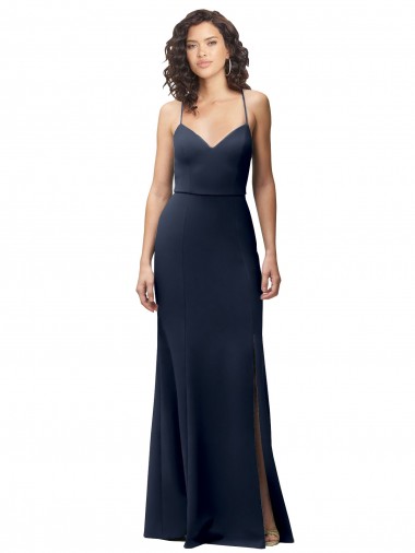 Sweetheart Fit and Flare Stretch Formal Crepe Bridesmaid Dress / Prom Dress with Side Slit and Strappy Back Brisbane