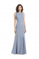 Boat Neckline and Sleek Fit and Flare Crepe Bridesmaid Dress with Keyhole Back Brisbane
