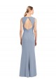 Boat Neckline and Sleek Fit and Flare Crepe Bridesmaid Dress with Keyhole Back Brisbane