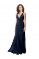 Classic V-Neck Long Stretch Formal Crepe Bridesmaid Dress / Prom Dress with V-Back Brisbane