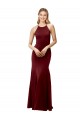 Fit and Flare Halter Neckline Stretch Formal Crepe Bridesmaid Dress / Prom Dress with Strappy Back Brisbane