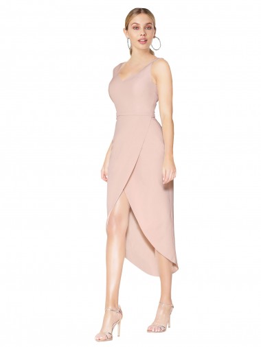 Knee Length Short Formal Crepe Bridesmaid Dress / Prom Dress Brisbane