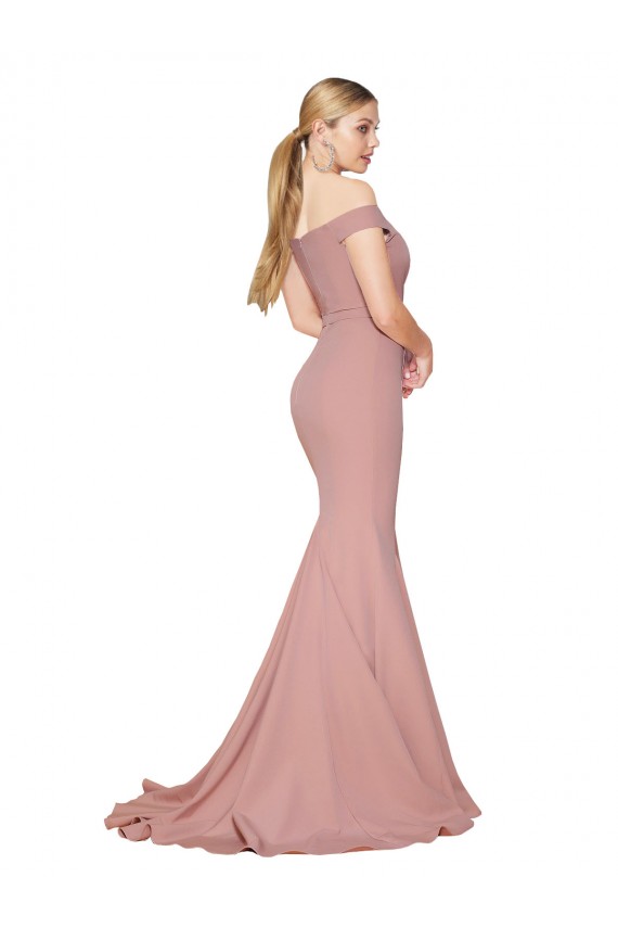 Off the Shoulder Sweetheart Long Sweep Train Formal Crepe Bridesmaid Dress / Prom Dress Brisbane