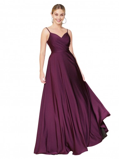 High Neck Spaghetti Straps Long V-Back Formal Crepe Bridesmaid Dress / Prom Dress Brisbane