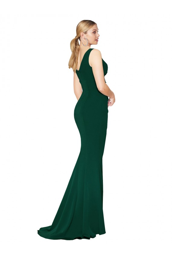 V-Neck Floor Length Long Formal Crepe Mermaid Bridesmaid Dress / Prom Dress Brisbane