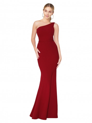 One Shoulder Long High Neck Sleeveless Mermaid Formal Crepe Bridesmaid Dress / Prom Dress Brisbane