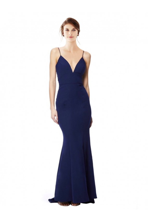 Deep V-Neck Spaghetti Straps Mermaid Formal Crepe Bridesmaid Dress / Prom Dress Brisbane