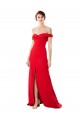 Off the Shoulder Chapel Train Formal Crepe Bridesmaid Dress / Prom Dress with Thigh-High slit Brisbane