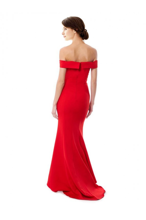 Off the Shoulder Sweetheart Maxi Formal Crepe Bridesmaid Dress / Prom Dress With Thigh Split and Train Brisbane