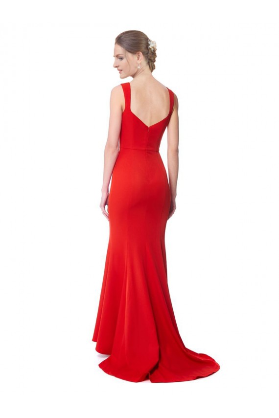 Long Chapel Train Fishtail Maxi Formal Crepe Bridesmaid Dress / Prom Dress with Sweetheart Neckline Brisbane