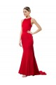 High Neck Mermaid Open Back Formal Crepe Maxi Bridesmaid Dress / Prom Dress with Train Detail Brisbane
