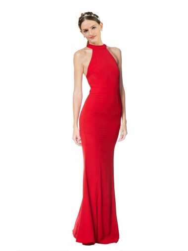 Halter Neck Keyhole Back Sleeveless Formal Crepe Maxi Bridesmaid Dress / Prom Dress Brisbane