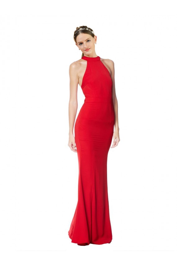 Halter Neck Keyhole Back Sleeveless Formal Crepe Maxi Bridesmaid Dress / Prom Dress Brisbane