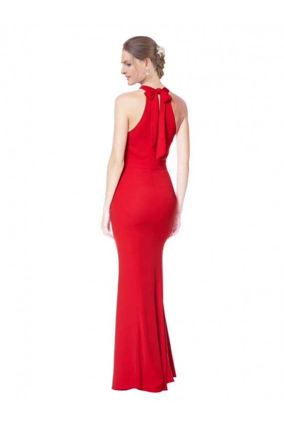 Halter Neck Keyhole Back Sleeveless Formal Crepe Maxi Bridesmaid Dress / Prom Dress Brisbane