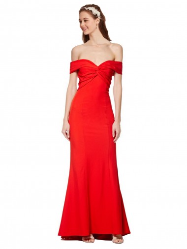 Cross Front and Back Bardot Sleeveless Formal Crepe Maxi Bridesmaid Dress / Prom Dress Brisbane