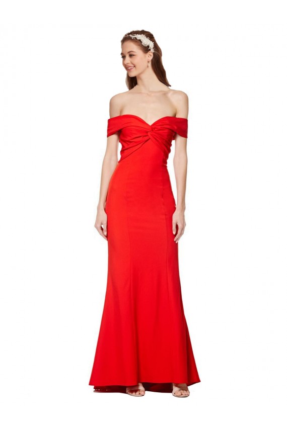 Cross Front and Back Bardot Sleeveless Formal Crepe Maxi Bridesmaid Dress / Prom Dress Brisbane