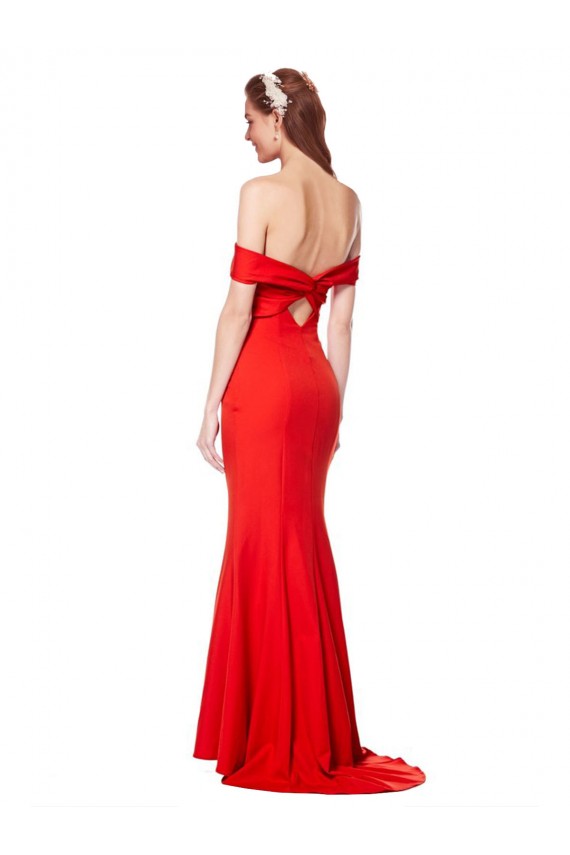 Cross Front and Back Bardot Sleeveless Formal Crepe Maxi Bridesmaid Dress / Prom Dress Brisbane