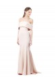 Mermaid Bardot Maxi Formal Crepe Bridesmiad Dress with Fishtail Train Brisbane