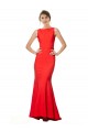 High Neck Maxi Formal Crepe Bridesmiad Dress with Exaggerated Back Ruffle Brisbane