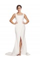 Square Neck Long Sheath Sweep Train Crepe Bridesmaid Dress / Prom Dress  Brisbane