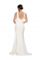 Square Neck Long Sheath Sweep Train Crepe Bridesmaid Dress / Prom Dress  Brisbane