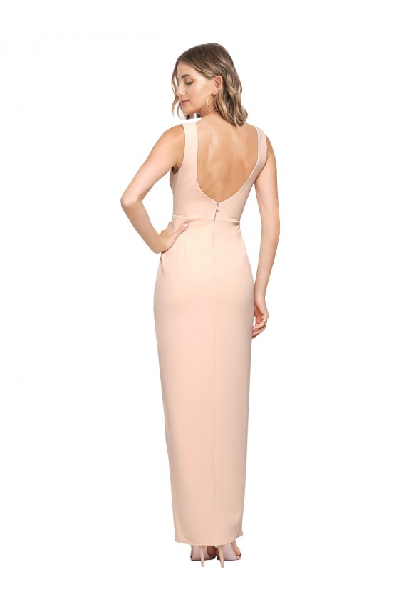 Floor Length Square Neck Long Sheath Formal Crepe Bridesmaid Dress / Prom Dress  Brisbane