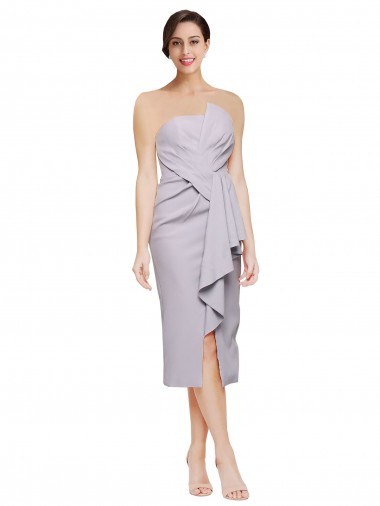 Short Cocktail Length Strapless Formal Crepe Bridesmaid Dress / Prom Dress with Ruffles Brisbane