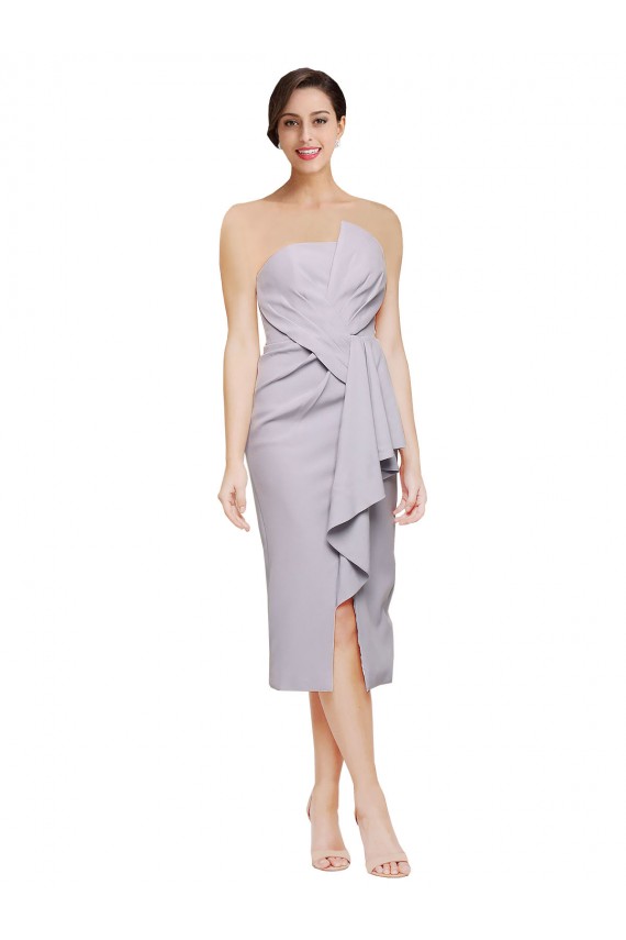 Short Cocktail Length Strapless Formal Crepe Bridesmaid Dress / Prom Dress with Ruffles Brisbane