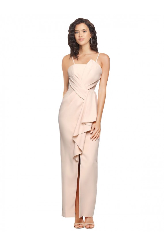 Long Full Length Ruffles Strapless Low Back Crepe Bridesmaid Dress / Prom Dress with Straps Brisbane