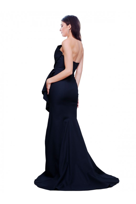 Long Strapless Sweep Train Low Back Crepe Bridesmaid Dress / Prom Dress Brisbane