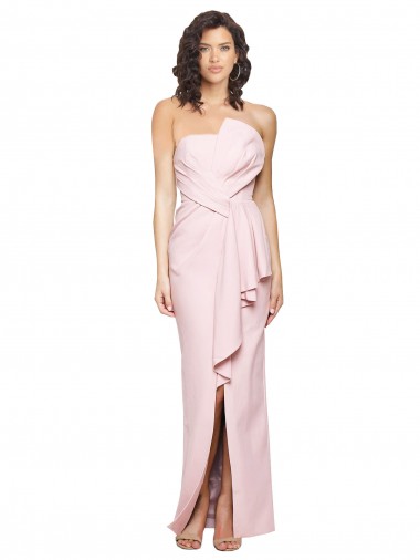 Strapless Long Full Length Ruffles Low Back Formal Crepe Bridesmaid Dress / Prom Dress Brisbane