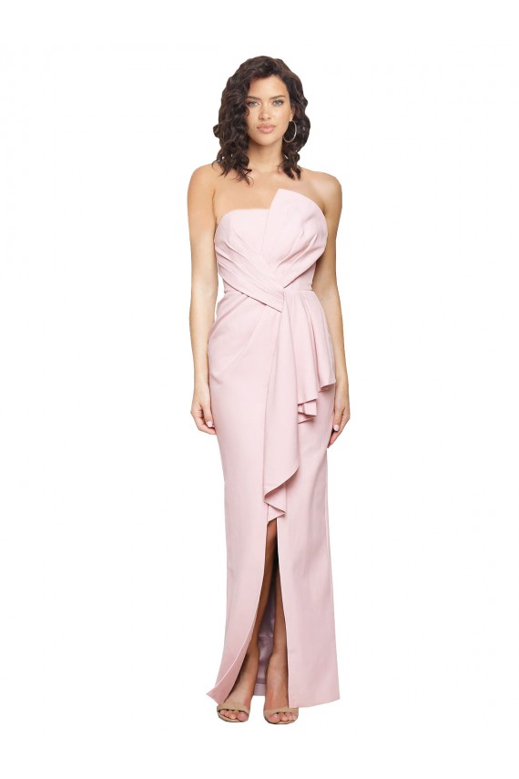Strapless Long Full Length Ruffles Low Back Formal Crepe Bridesmaid Dress / Prom Dress Brisbane