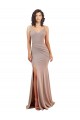 Fishtail Shape V-Neck Formal Crepe Bridesmaid Dress / Prom Dress with Slit Brisbane