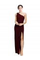 One Shoulder Sheath Formal Crepe Bridesmaid Dress / Prom Dress with High Side Split Brisbane