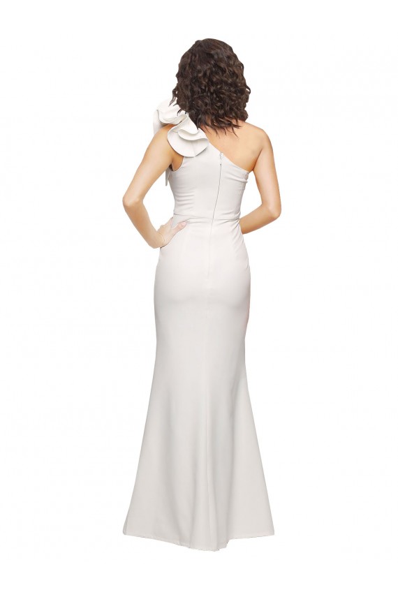One Shoulder Long Full Length Formal Crepe Bridesmaid Dress / Prom Dress with Ruffles and Side Split Brisbane