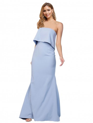 Strapless Full Length Formal Crepe Bridesmaid Dress / Prom Dress with Bodice Overlay Brisbane