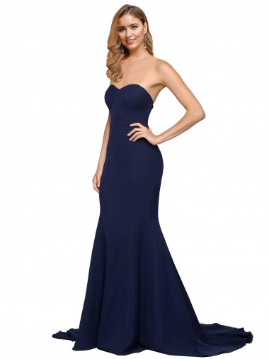 Fit and Flare Sweetheart Long Formal Crepe Bridesmaid Dress / Prom Dress with Sweep Train Brisbane
