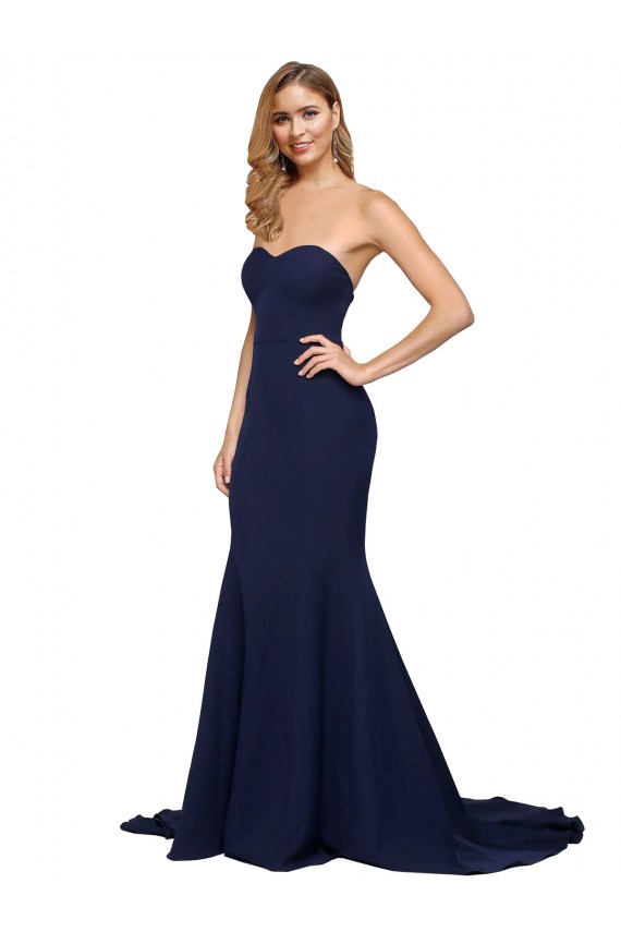 Fit and Flare Sweetheart Long Formal Crepe Bridesmaid Dress / Prom Dress with Sweep Train Brisbane
