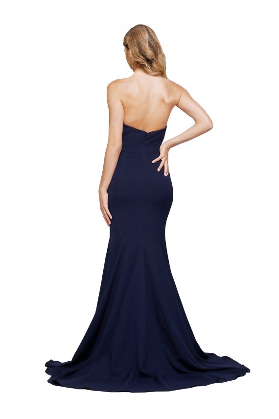 Fit and Flare Sweetheart Long Formal Crepe Bridesmaid Dress / Prom Dress with Sweep Train Brisbane