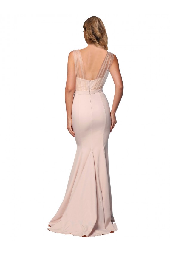 Full Length Sweetheart Formal Crepe Bridesmaid Dress / Prom Dress with Tulle Overlay Brisbane